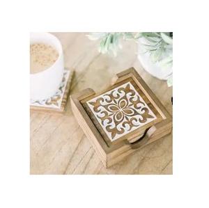 Sous-verre rond en bois naturel fait à la main pour tasses à café et verres - Product Image 6