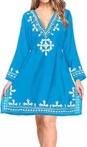 ชุดเดรสปักลายสไตล์โบฮีเมียนสำหรับผู้หญิงแขนยาวทรงเอยาวถึงเข่าชุดเดรสออกงานปาร์ตี้ชายหาดตอนเย็นที่น่าดึงดูดสำหรับเด็กผู้หญิงฟรี - Product Image 3