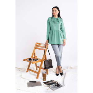 Túnica Ligera de Algodón Viscosa Teñida en Verde para Mujer - Product Image 2