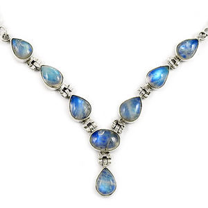 Collar llamativo de piedra lunar arcoíris de alta calidad de Plata de Ley 925, piedras preciosas naturales, aspecto Vintage, joyería fina para regalo de mujer - Product Image 5