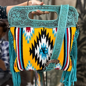 Nouvel arrivage de sacs à main à franges usinés Jacquard couleur turquoise sacs en tissu bohème aztèque sacs élégants de vente chaude pour femmes - Product Image 1