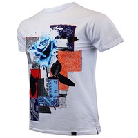 Camiseta de Manga Corta Estampada para Hombre, 100% Algodón, Tejido de Punto Transpirable y Ecológico de Estilo Vintage