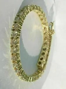 7Ct Round Brilliant Cut Moissanite Diamond Tennis Bracelet 14K Chapado en oro amarillo - Product Image 2