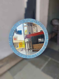 Espejo de Pared con Incrustaciones de Hueso Hecho a Mano con Marco de Madera, Recubrimiento de Resina, Base de MDF Resistente, Pieza Decorativa Étnica y Elegante para Bodas - Product Image 3