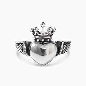 Jeulia Rose Gold Plated Wings & <b>Crown</b> Heart Sterling Silver <b>Ring</b> - Product Image 1