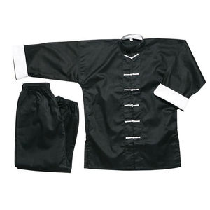 Uniforme de Kung Fu OEM, Botones de Rana Blancos y Negros |   Traje de Entrenamiento Personalizado Elástico, Duradero, Ligero, de Secado Rápido y Transpirable en la Parte Delantera - Product Image 4
