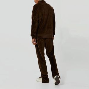 Ensemble de survêtement en velours personnalisé pour homme, sweat-shirt à fermeture éclair intégrale avec pantalon élastique, coupe-vent, tenue décontractée d'automne, techniques d'impression - Product Image 2