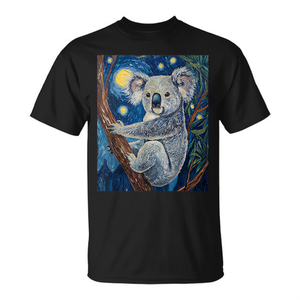 Simpatica maglietta grafica con orso koala sulla Notte stellata di Van Gogh per uomo e donna - Product Image 2