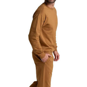 Jersey de cuello redondo de gran tamaño para hombre, sudadera de algodón 100% de Color liso, forro polar suave con hombros caídos, tela de 400gsm para invierno - Product Image 2