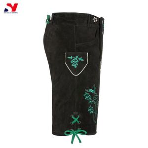 กางเกงขาสั้นสไตล์บาวาเรียเลเดอร์โฮเซนสีดำลายโอเคโทเบอร์เฟสต์ไฮสตรีทพลัสไซส์ออกใหม่ - Product Image 3