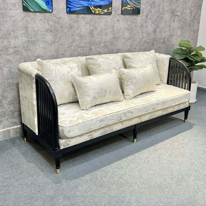 Sofá de Estilo Asiático con Estructura de Madera INDOCHI 200x72x79cm, Tapizado con Tela Estampada SFB68075 - Product Image 4