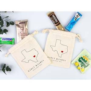 Bolsas de Regalo Personalizadas para Bodas en Texas, Bolsas de Algodón con Nombre o Diseño de Mapa de Texas - Product Image 4