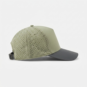 Custom Laser Perforated Baseball Cap Adjustable Breathable Outdoor Casual <b>Hat</b> Gray <b>Green</b> TPU Logo Wholesale High Quality OEM ODM - Product Image 4