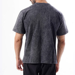 เสื้อยืดสำหรับผู้ชายผ้าซักแบบเป็นกรดไซส์ใหญ่พิเศษระบายอากาศผ้าฝ้าย100% แห้งเร็วและยาวปกติ - Product Image 2
