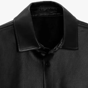 Men's Casual Short Sleeve <b>Leather</b> <b>Shirts</b> with Turn Down Collar Winter Bulk Quantity Custom Logo Reasonable Price - Product Image 5