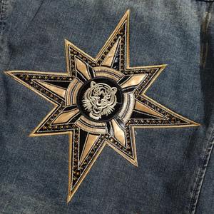 Haut de gamme hommes veste en jean personnalisé tigre lettre broderie Locomotive Style mode coupe ample hommes veste hauts - Product Image 3