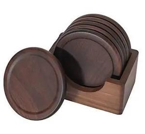 Sous-verres artisanaux en noyer Élégance en bois durable et artisanale - Product Image 3