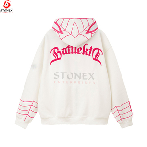 Meilleur fournisseur du Pakistan Vente en gros 100% coton Spider Flock Sweat à capuche brodé pour l'hiver Motif lettre - Product Image 5