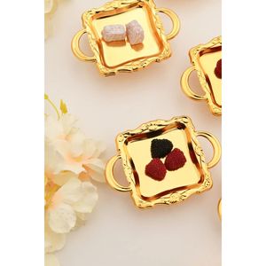 Juego de 6 Soportes para Delicias Turcas con Base Cuadrada y Asa, Modelo Mini de Mucit Home, Color Dorado - Product Image 3