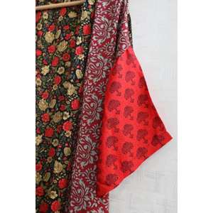 Bata Kimono de Seda Transpirable hasta la Rodilla para Mujer, Talla Grande, con Estampado Indio Hecho a Mano, Estilo Boho Chic, Ropa de Dormir - Product Image 3