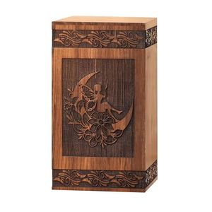Urna de cremación para mascotas de lujo de madera con ángulo de Luna, tapa de estilo europeo, funeral conmemorativo creativo, tamaño personalizado - Product Image 1