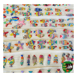 Recorte de pez de madera natural, estatuilla de pez de madera, pez de madera pintado tallado a mano, arte popular, decoración náutica mexicana coleccionable - Product Image 4