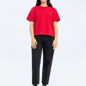 T-shirts pour femmes Chemises à col rond à manches mi-longues Vente en gros de t-shirts unis lourds pour vêtements respirants pour femmes - Product Image 5