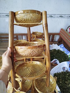 ตะกร้าไม้ไผ่ทรงกลมทำด้วยมือสำหรับตกแต่งผลไม้ห้องครัวกำหนดขนาดตัวอย่างสีได้เอง - Product Image 2