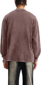 Sudadera de cuello redondo de algodón lavado ácido de gran tamaño Vintage, ropa de calle holgada de manga larga, Top para hombres, uso de verano e invierno - Product Image 5