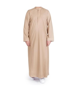 High Quality Casual Men's Jubbah Thobe <b>Long</b> Sleeve Islamic <b>Kaftan</b> with Stand-Up Collar Traditional Muslim Clothing - Product Image 2