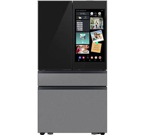 Alta Calidad, Hecho a Medida, 23 Cu. Pies Refrigerador de 4 Puertas Francesas de Profundidad Reducida, 36 Pulgadas de Ancho, en Vidrio Color Carbón y Acero Inoxidable - Product Image 1