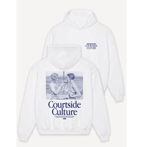 Sudadera con capucha de algodón extragrande personalizada Courtside Culture Heavy en blanco bordado y diseño de cuentas para el invierno - Product Image 1