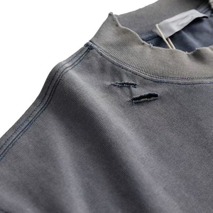 T-shirt homme 425 g/m² col rond côtelé large 4 cm, manches courtes, 100 % coton, délavage vintage, effet vieilli, grammage lourd - Product Image 3