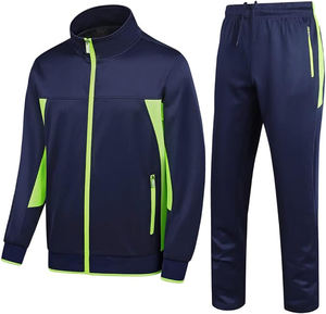 Conjunto de chándal informal atlético con cremallera completa para hombre Traje de sudadera de manga larga con chaqueta y pantalones de lana con logotipo personalizado Trajes de 2 piezas - Product Image 3