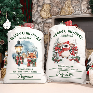 Bolsa de Regalo Personalizada con Cordón, Diseño de Santa Claus, Muñeco de Nieve o Animal, Regalo de Navidad para Niños y Familiares con Personalización de Nombre - Product Image 4