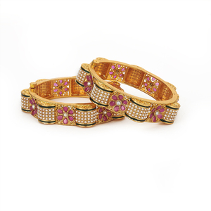 Vente en gros de la vente la plus chaude de bracelets de perles 2 pièces à ouverture antique plaqués or à la mode 213838 - Product Image 1