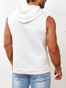 Men's <b>Sleeveless</b> <b>Hoodie</b> with Custom Logo Option Comfortable Casual and Perfect for Streetwear or Gym Wear - Product Image 2