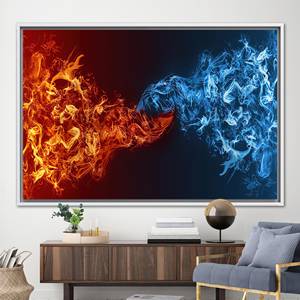 Tableau imprimé sur toile « Guerre du feu et de l'eau » - Décoration murale abstraite, 1P : encadré blanc - Product Image 1