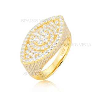 Bague de fiançailles en or 10K/14K/18K avec pavé de marquises, style vintage, certifiée GIA, tendance, protection, bague de petit doigt - Product Image 2