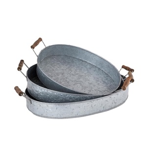 Nueva Venta de bandeja galvanizada hecha a mano bandejas decorativas granja Metal rústico bandeja para servir forma de tamaño personalizado - Product Image 2