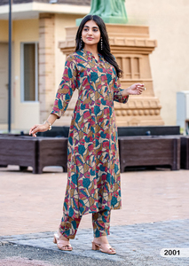 Kurti de Rayón con Estampado Elegante y Bolsillo con Pantalón (Catálogo de 6 Piezas) - Product Image 6