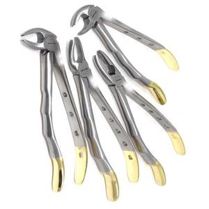 Juego Profesional de 4 Piezas de Fórceps para Extracción Dental, Modelos MD1, MD2, MD3, MD4, Mango Dorado, Acero Inoxidable, SURGINEXA - Product Image 2