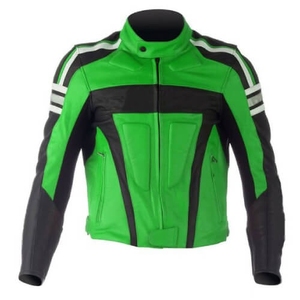 Blouson en cuir de vachette vert - Product Image 1