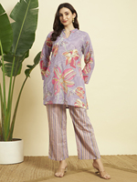 Ensemble d'été décontracté en coton tricoté de qualité supérieure pour femme, col mandarin floral, manches trois-quarts boutonnées, fente courte, respirant, longueur genou