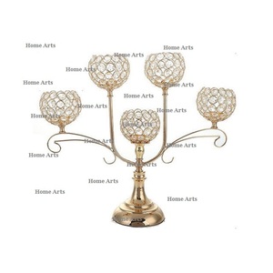 Candelabro de color plateado de diseño de tendencia en candelabro de aluminio con bola de cristal para decoración de hogar y hotel - Product Image 4