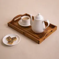 Plateau de service en bois en vrac pour la cuisine et la salle à manger, antidérapant, durable, multi-usages, pour organiser les aliments, le café, les boissons, plateau de vente en gros