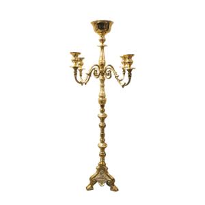 Candelabro alto plateado de 5 brazos con portavelas votivo de vidrio, candelabros hechos a mano de aluminio niquelado brillante para Decoración - Product Image 5