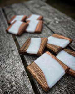 CUPS DRINKS COASTER Round Marble <b>Wood</b> Coasters Home Office or HOTEL House Warming for Table Use Stylish Cups and Drinks Holder - Product Image 6