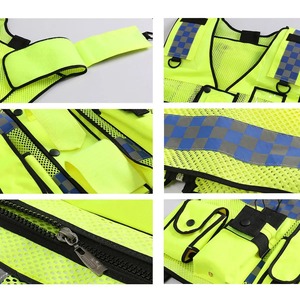 High Visibility Mesh Safety Vest Fluorescent <b>Yellow</b> Reflective Workwear with Multifunctional Pockets and Adjustable Fit - Product Image 6
