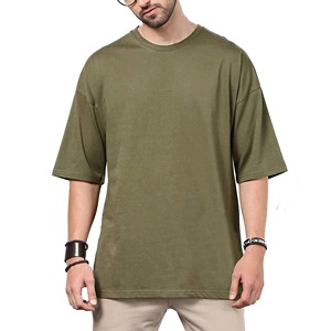 Camisetas de Lona para Hombre, Tallas Grandes, 240 g/m², Algodón, Manga Corta, Cuello Redondo, Color Sólido, Casual, Holgadas, Estampadas, Gran Venta - Product Image 5